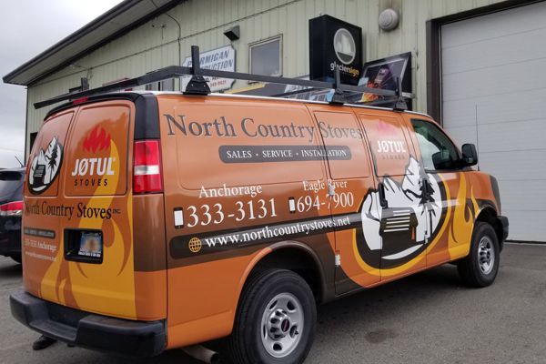 Full Wrap Graphics on North Country Stoves Van